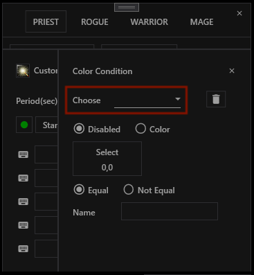 Customized macro color condition list